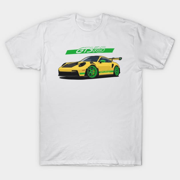 Car 911 gt3 rs yellow green T-Shirt by creative.z